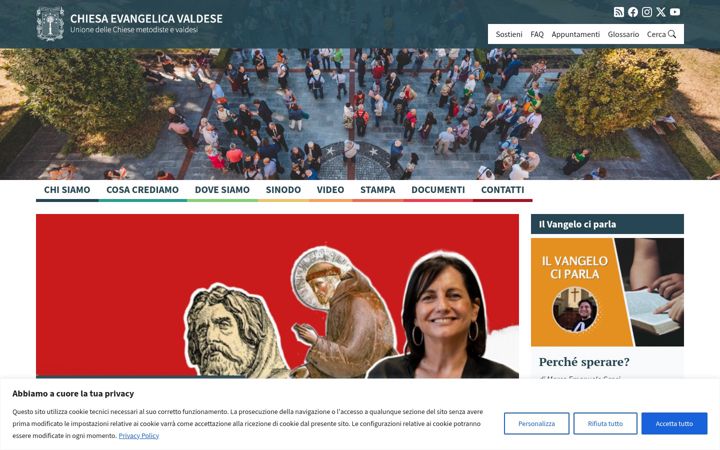 Snímek obrazovky chiesavaldese.org