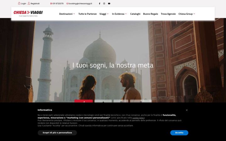 Screenshot von chiesaviaggi.it