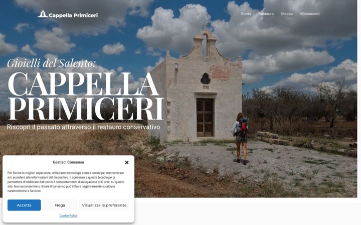 Snímek obrazovky chiesettaruraleprimiceri.it