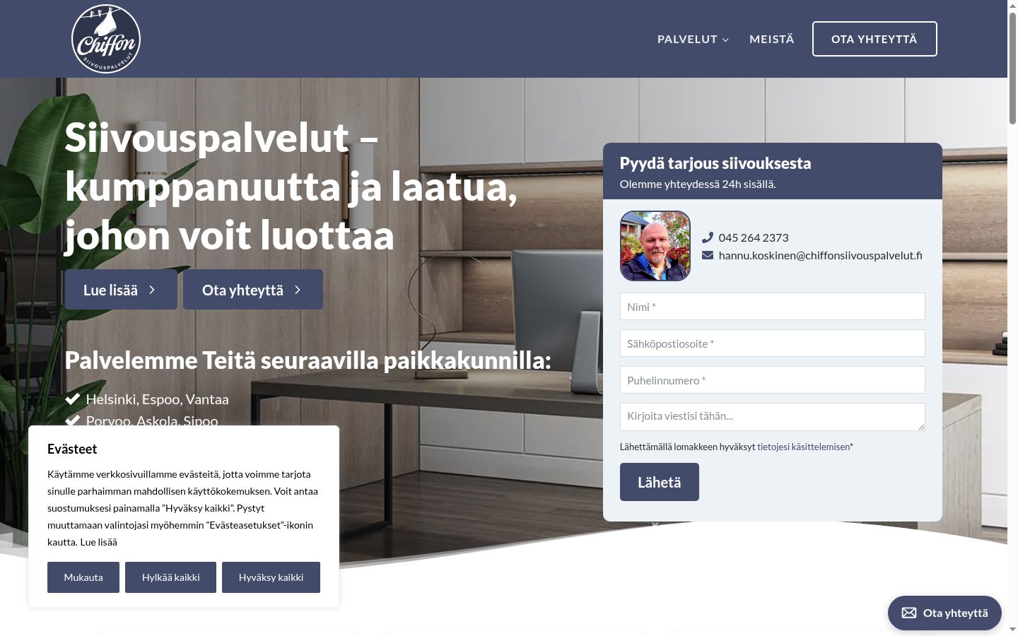Skærmbillede af samtykkebanneret, som det blev vist før nogen interaktion