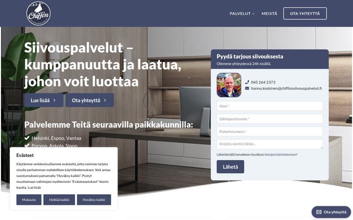 Screenshot di chiffonsiivouspalvelut.fi
