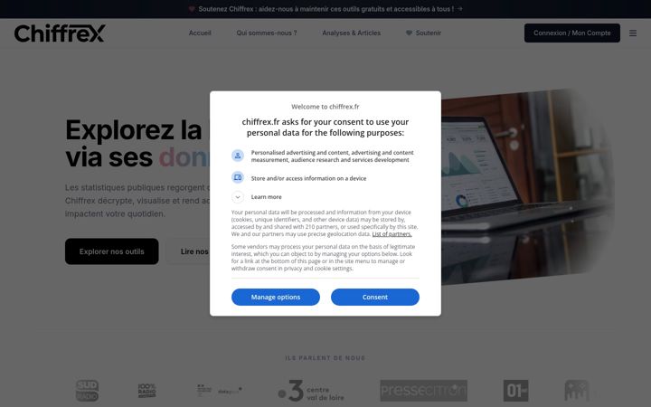 Screenshot van chiffrex.fr
