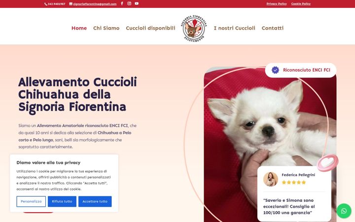 Snímek obrazovky chihuahuadellasignoriafiorentina.it