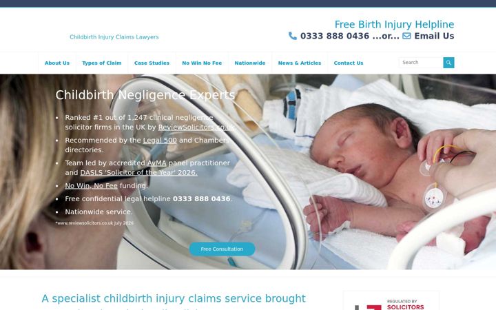 Screenshot του childbirthinjurysolicitors.co.uk