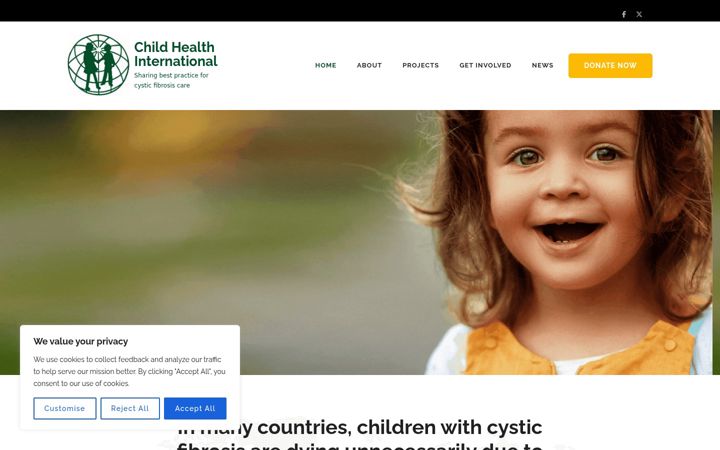 Snímek obrazovky childhealthinternational.org