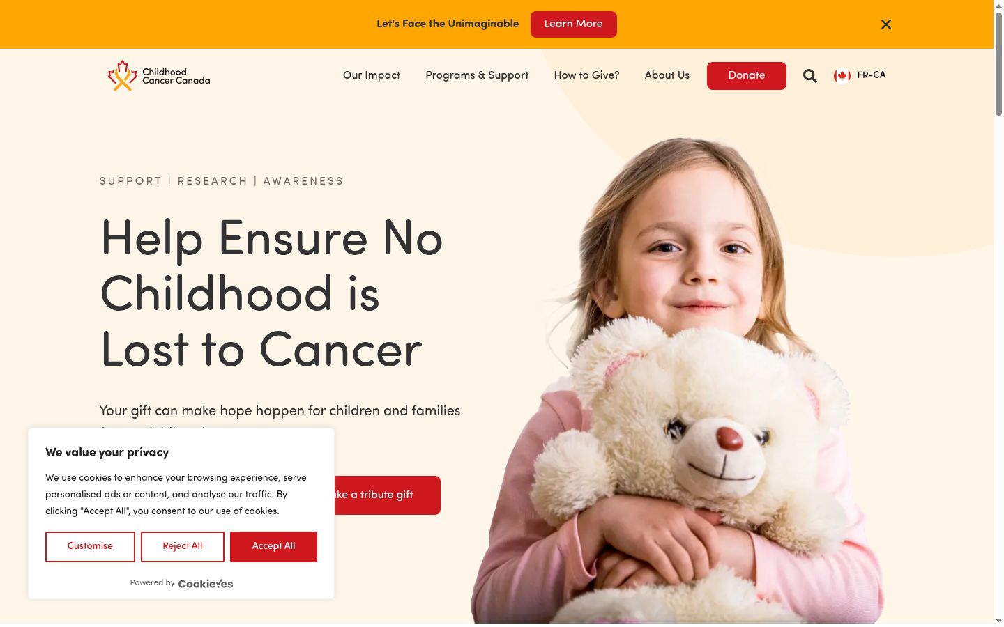 Captura de ecrã do banner de consentimento apresentado antes de qualquer interação