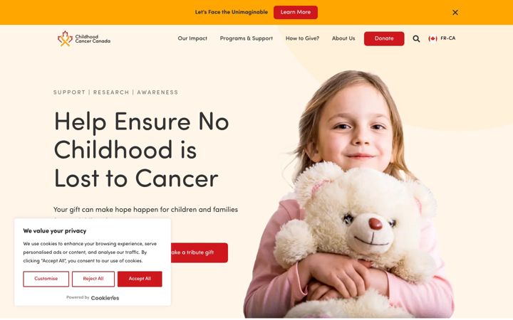 Screenshot του childhoodcancer.ca
