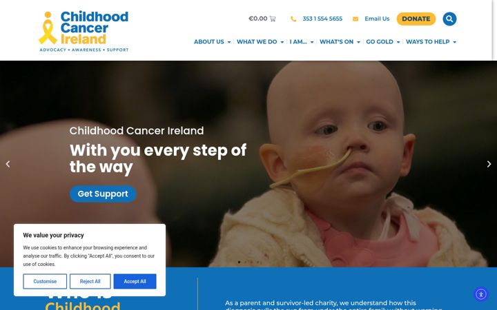 Capture d'écran de childhoodcancer.ie