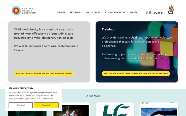 Capture d'écran de childhoodobesity.ie