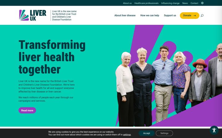 Skærmbillede af childliverdisease.org