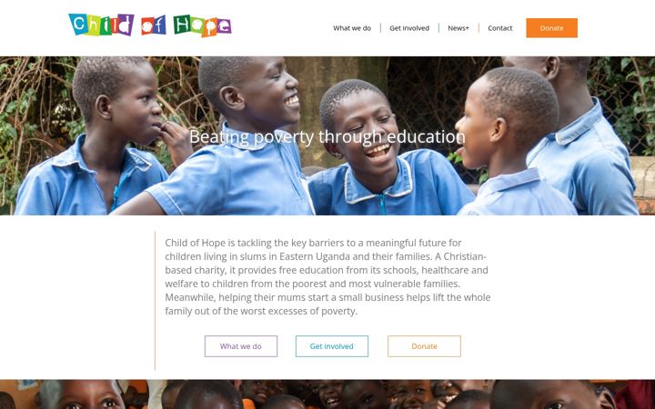 Skærmbillede af childofhopeuganda.org