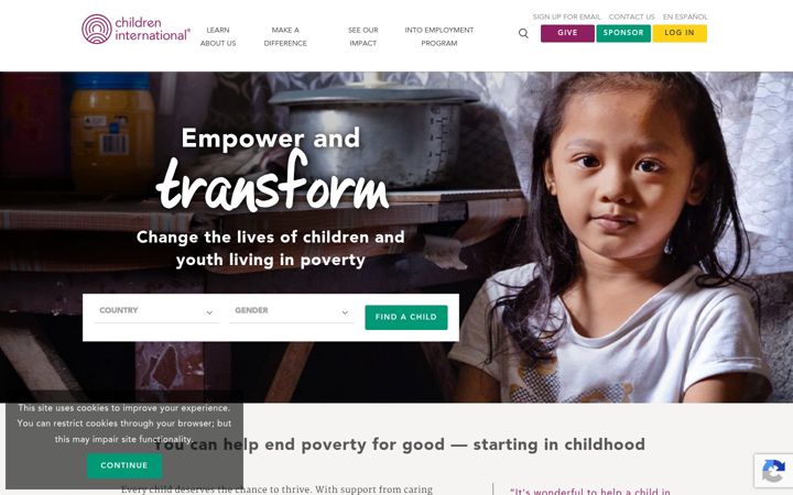 Screenshot of children.org