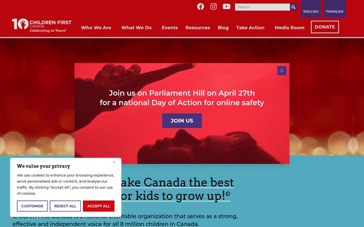 Skærmbillede af childrenfirstcanada.org