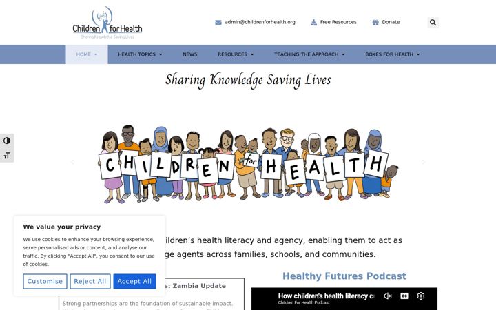Skærmbillede af childrenforhealth.org