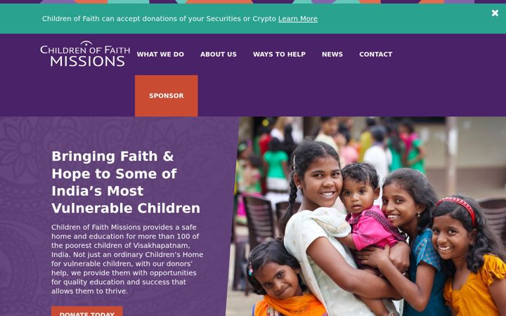 Ekrano kopija childrenoffaithmissions.org