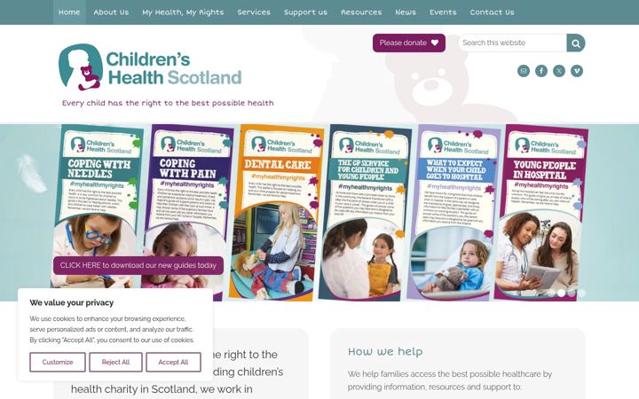Ekrano kopija childrenshealthscotland.org
