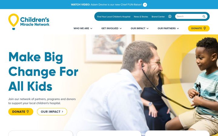 Screenshot of childrensmiraclenetworkhospitals.org