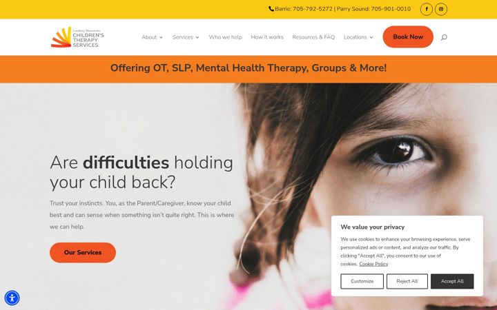 Screenshot του childrenstherapy.ca