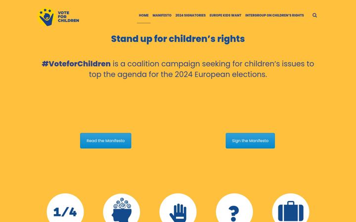 Snímek obrazovky childrightsmanifesto.eu