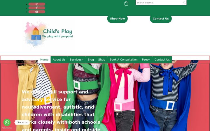 Ekraanipilt saidist childsplay.ie