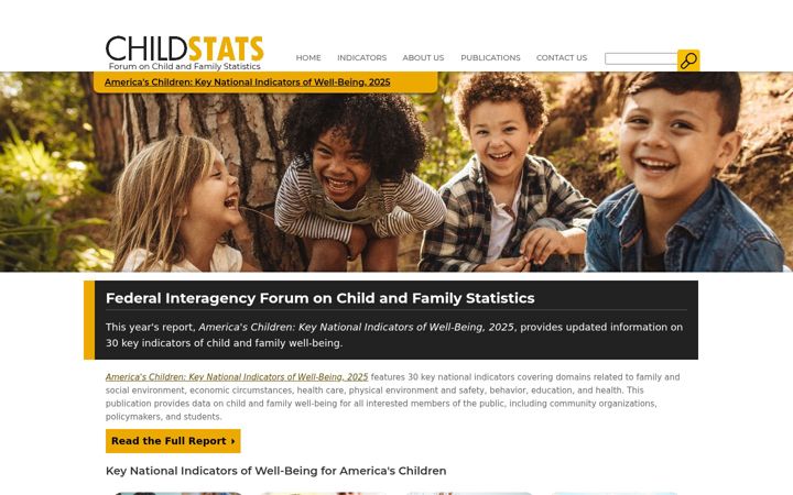 Capture d'écran de childstats.gov