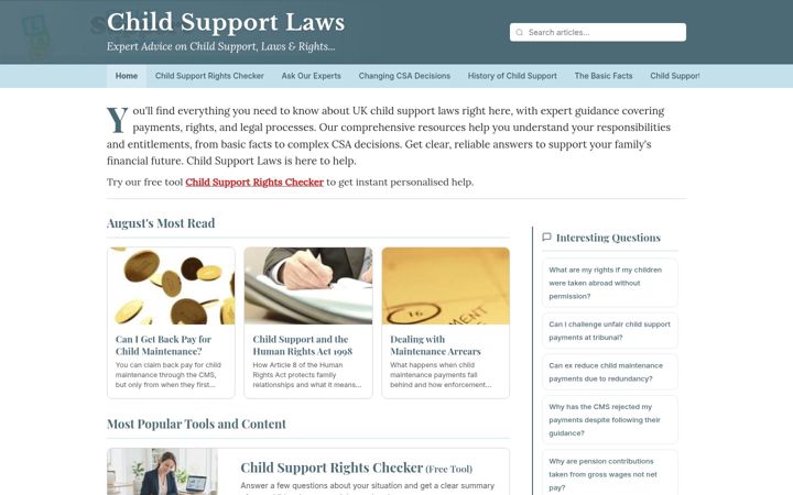 Screenshot του childsupportlaws.co.uk