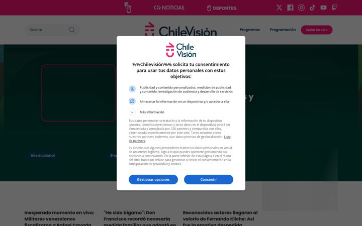 Skærmbillede af chilevision.cl