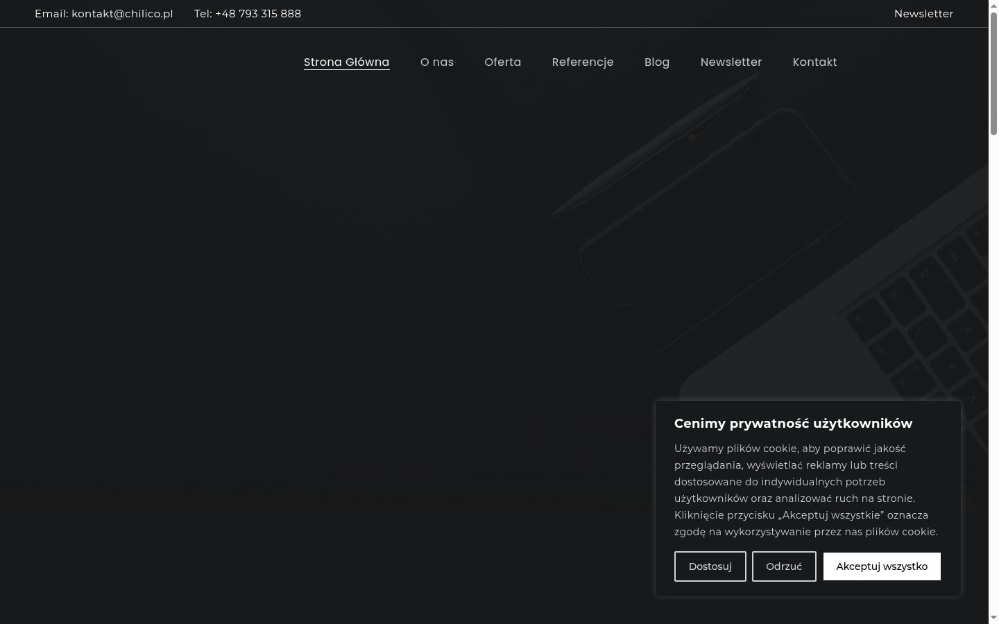 Screenshot of the consent banner shown before any interaction