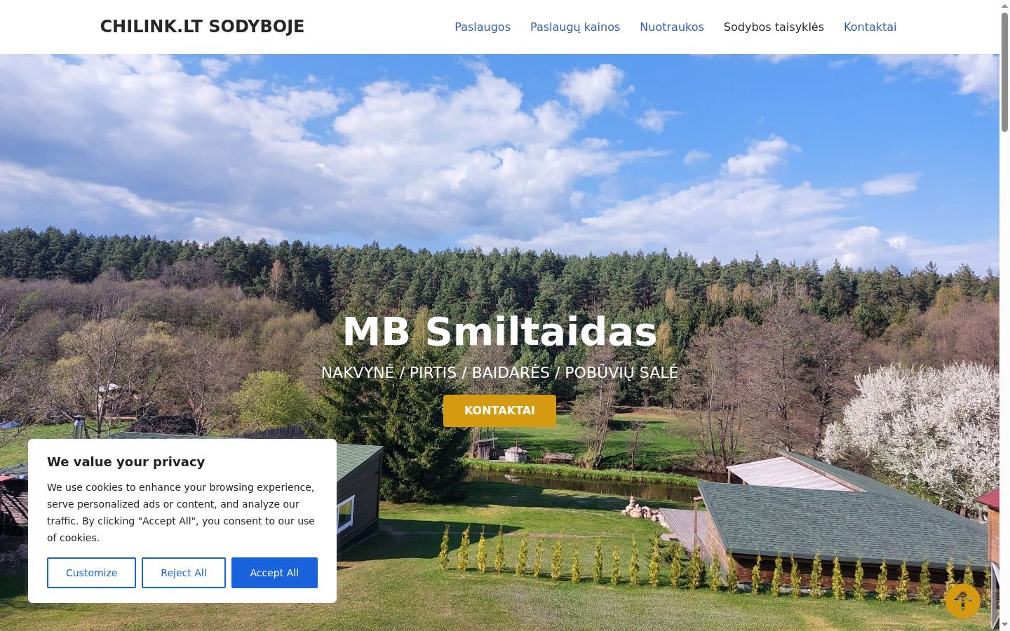Sutikimo reklamjuostės, rodytos prieš bet kokią sąveiką, ekrano kopija