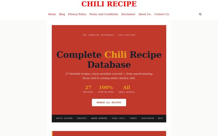 Screenshot του chilirecipe.co.uk