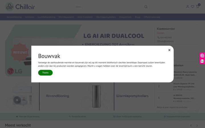 Posnetek zaslona chillair.nl