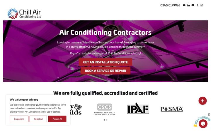 Screenshot του chillairconditioning.co.uk