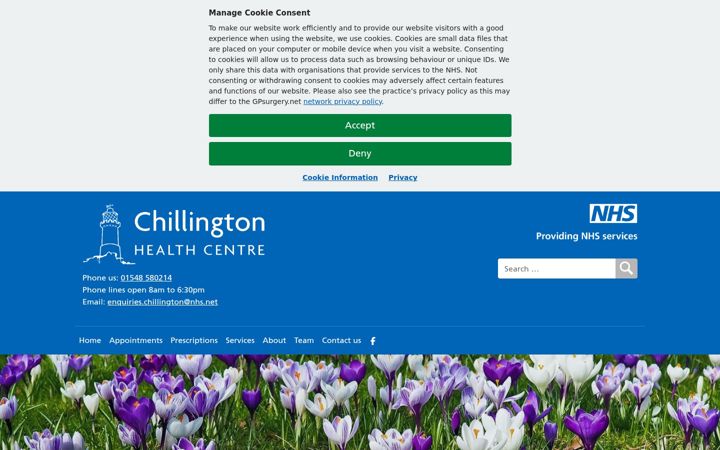 Screenshot του chillingtonhealthcentre.nhs.uk