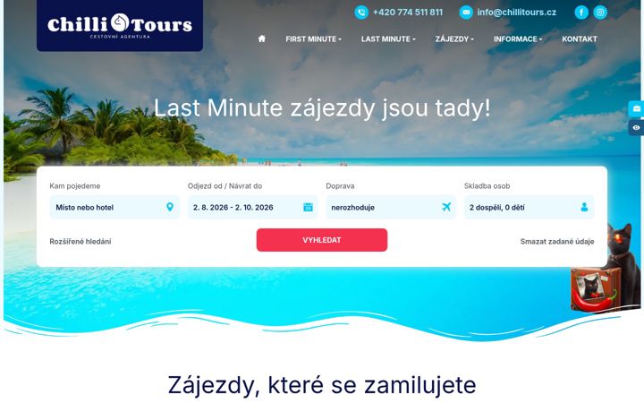 Posnetek zaslona chillitours.cz