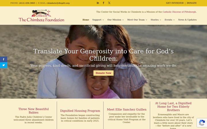 Skærmbillede af chimbotefoundation.org