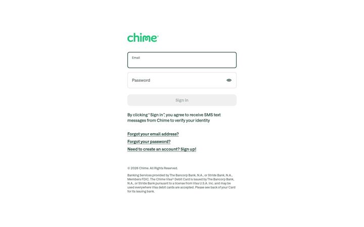 Screenshot of chimecard.com