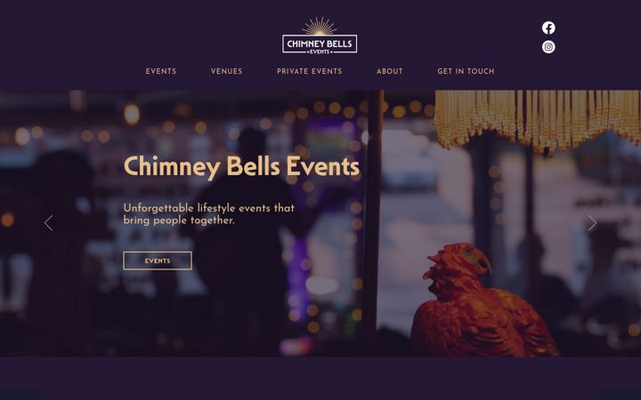 Snímek obrazovky chimneybellsevents.co.uk