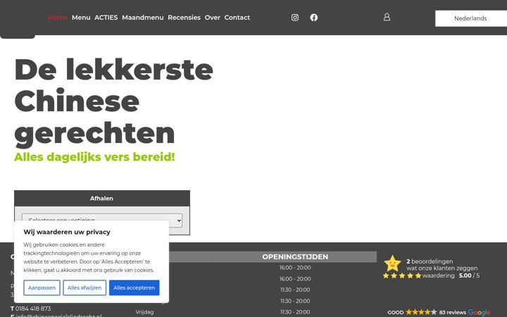 Kuvakaappaus sivustosta chinaspecialsliedrecht.nl