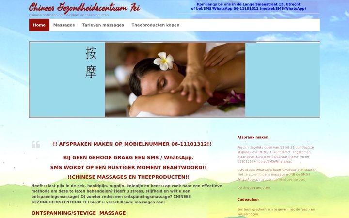 Kuvakaappaus sivustosta chineesgezondheidscentrumfei.nl