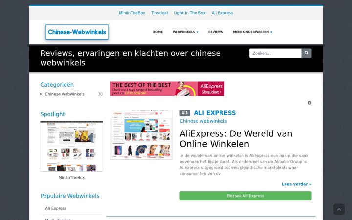 Kuvakaappaus sivustosta chinese-webwinkels.nl