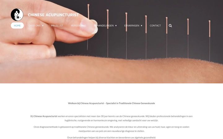 Kuvakaappaus sivustosta chineseacupuncturist.nl