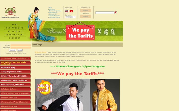 Screenshot of chineseclothingonline.com
