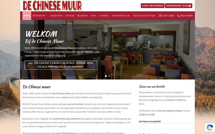 Kuvakaappaus sivustosta chinesemuurdenhelder.nl
