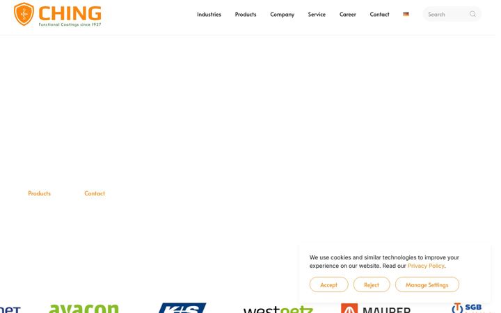 Screenshot ta' ching-coatings.com
