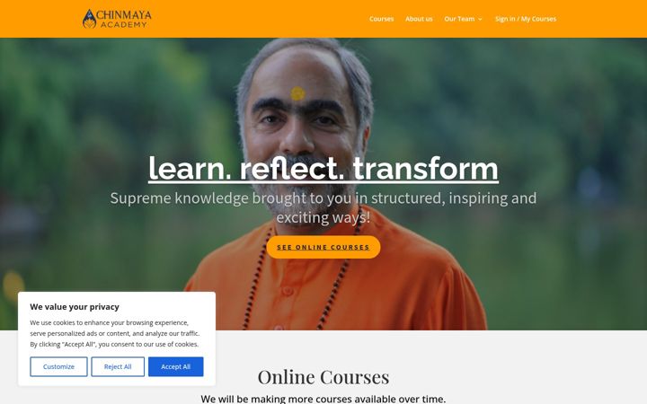 Skærmbillede af chinmayaacademy.org