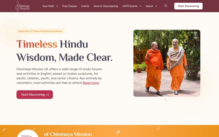 Skærmbillede af chinmayauk.org
