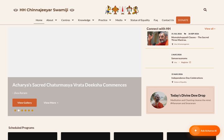 Skærmbillede af chinnajeeyar.org