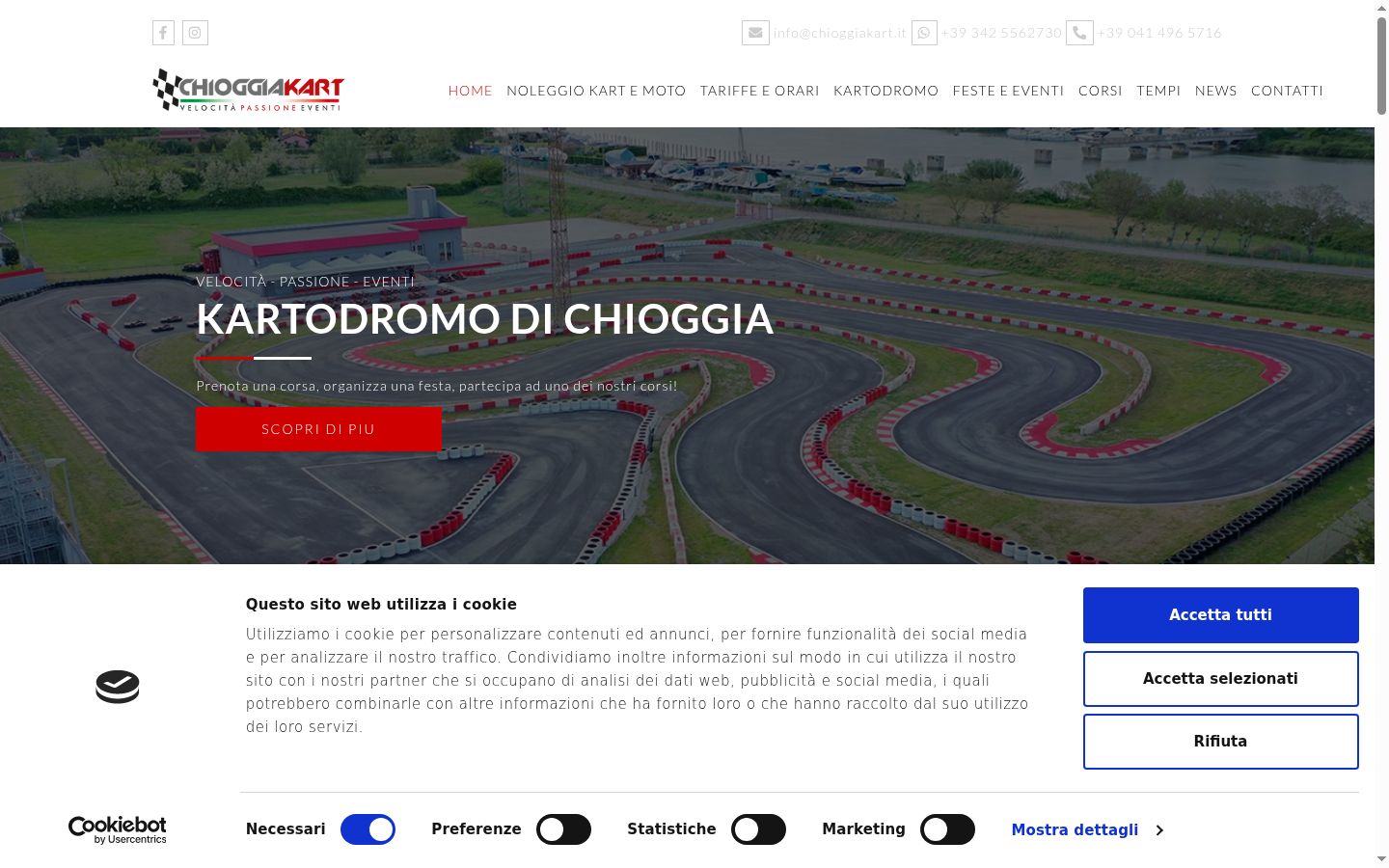Screenshot del banner di consenso mostrato prima di qualsiasi interazione