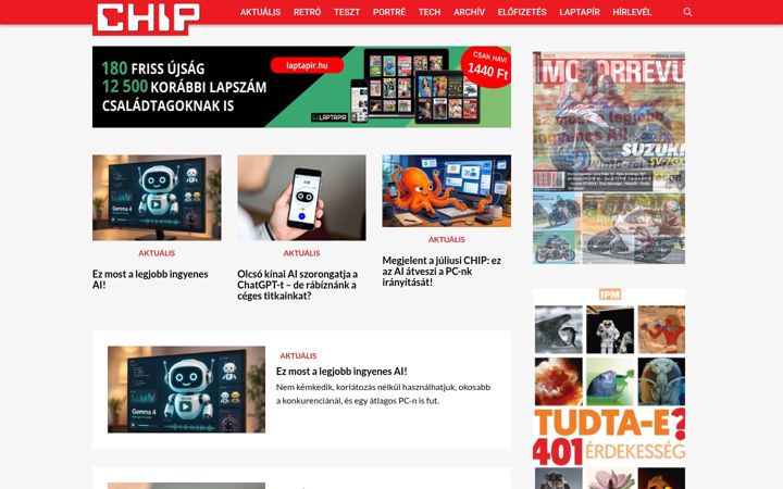 Екранна снимка на chiponline.hu