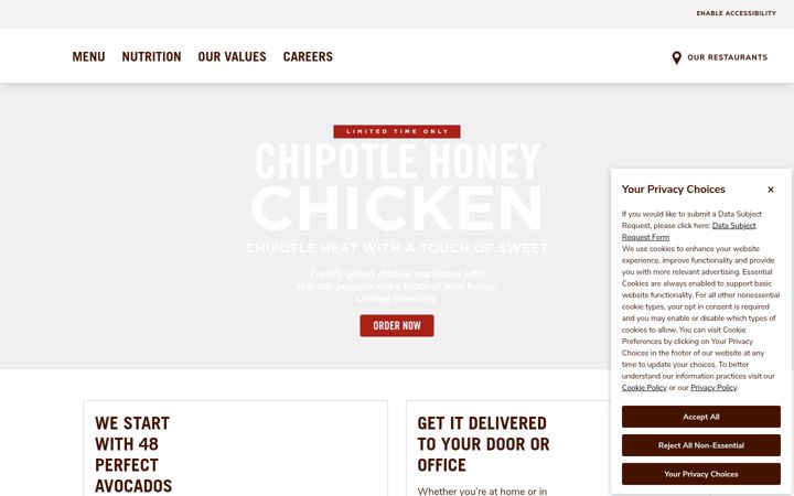 Screenshot of chipotle.co.uk